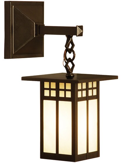 Glasgow Single Sconce In Bronze Finish with White Opalescent Glass.